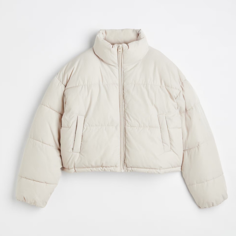 NWT H&M beige cropped puffer